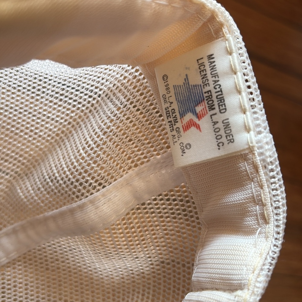 Vintage 1984 Olympics Snapback Hat Cap Mesh Trucker Red White Blue - Picture 9 of 9